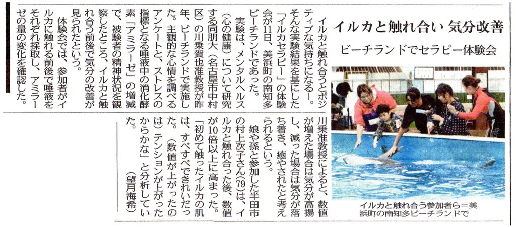 イルカと戯れる写真