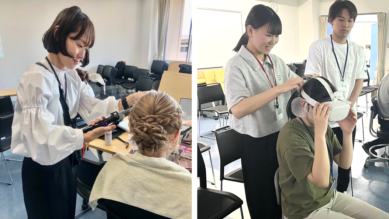 ケアメイク・VR体験の様子